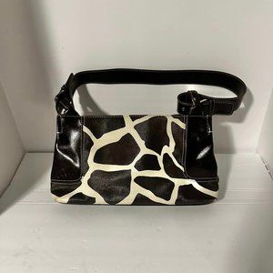 Nine & Co. Women Brown Cream Animal Print Faux Leather Handbag Purse Tote